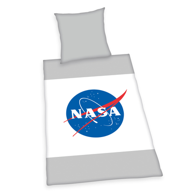 HERDING Parure de lit enfant NASA gris/blanc 135x200 cm