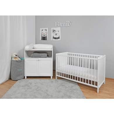 urra Ensemble lit enfant commode à langer blanc 60x120 cm