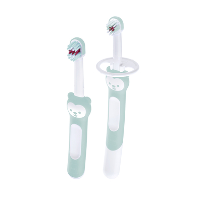 MAM Brosse à dents bébé Learn to Brush 5 mois+, turquoise lot de 2