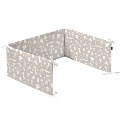 Alvi® Tour de lit bébé standard animaux zoo taupe 180 cm
