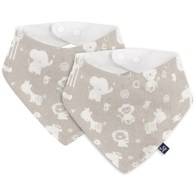 Alvi® Bandana bébé animaux zoo taupe lot de 2
