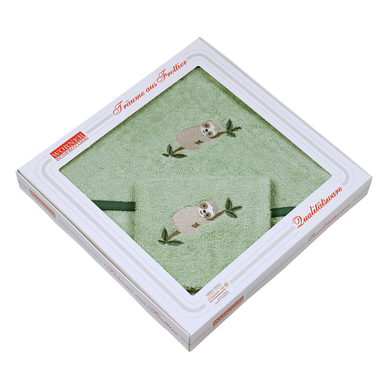 WÖRNER SÜDFROTTIER Gant de toilette cape de bain enfant paresseux olive clair