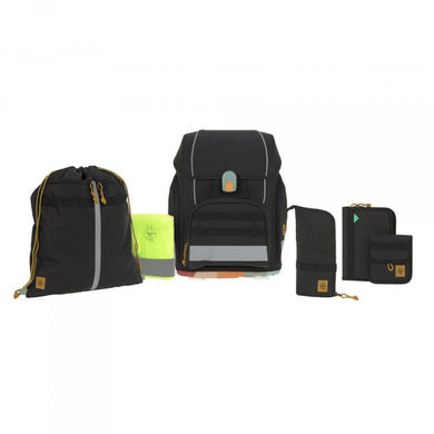 LÄSSIG Set zaino scuola 7 pezzi Boxy Unique black