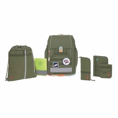LÄSSIG Set zaino scuola 7 pezzi, Boxy Unique olive