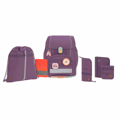 LÄSSIG Set zaino scuola 7 pezzi, Boxy Unique purple