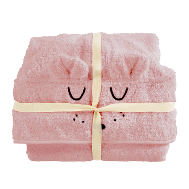 Alvi® Poncho de bain enfant Faces rose 60x60 cm