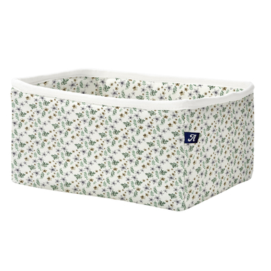 Alvi® Panier rangement carré Petit Fleurs vert/blanc