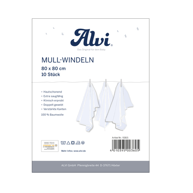Image of Alvi ® Gaasluiers pak van 10 witte 80 x 80 cm