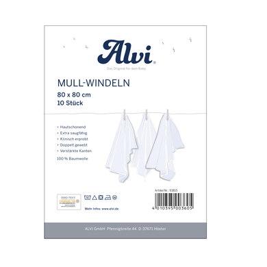 Alvi ® gasbindor förpackning med 10 st vita 80 x 80 cm