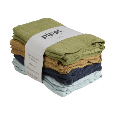pippi Langes bébé mousseline Khaki lot de 8