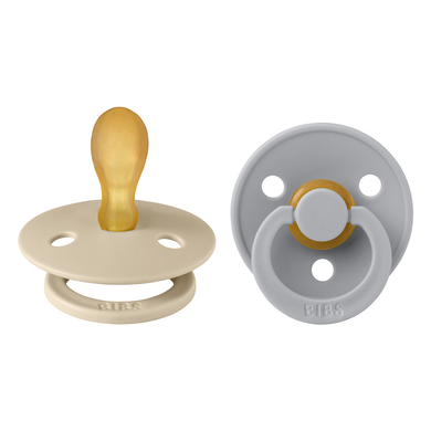 Bibs Colour Symmetrical, Set Di 2 Ciucci, Succhietto Senza Bpa, Tettarella Simmetrica. Lattice Di Gomma Naturale, Prodotto In Danimarca/Ue. Misura 2 (6-18 Mesi), Vanilla/Cloud-image