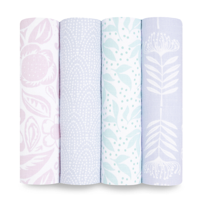 aden+anais™ essentials Couverture d'emmaillotage damoiselle coton mousseline lot de 4