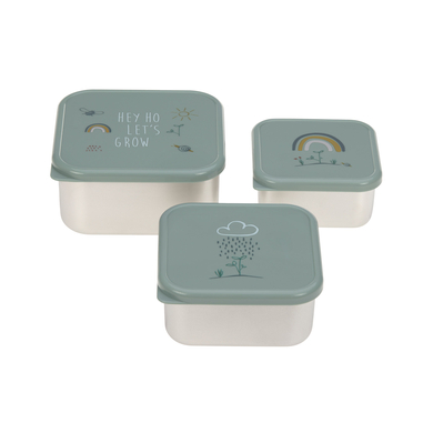 LÄSSIG Boîte à goûter enfant inox lot de 3