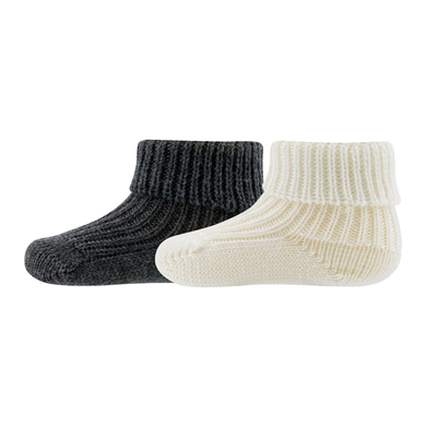 Ewers Lot de 2 chaussettes anthracite/beige