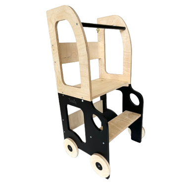 Family-SCL Torre di apprendimento montessoriana Car, nero/legno