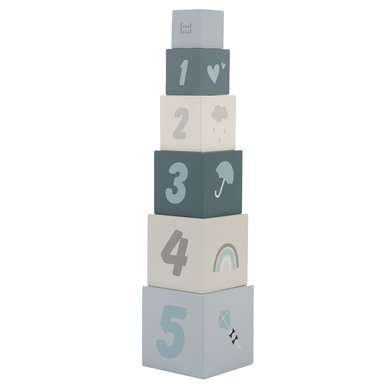 Image of Label-Label - Set costruzioni in legno, numeri impilabili - blu
