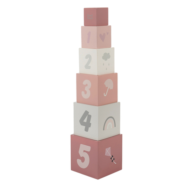 Image of Label-Label - Set costruzioni in legno, numeri impilabili - rosa