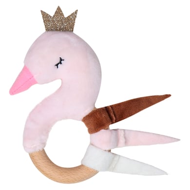 Tryco Anneau de dentition en peluche avec hochet - Cygne Ivy