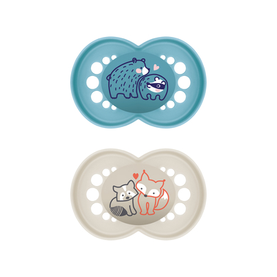 MAM Sucette Original Pure silicone 16 mois+, ours/renard, lot de 2