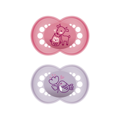 MAM Sucette Original mat silicone 16 mois+ rose/violet lot de 2
