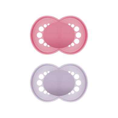 MAM Sucette Original Pure silicone 6-16 mois, rose/violet, lot de 2