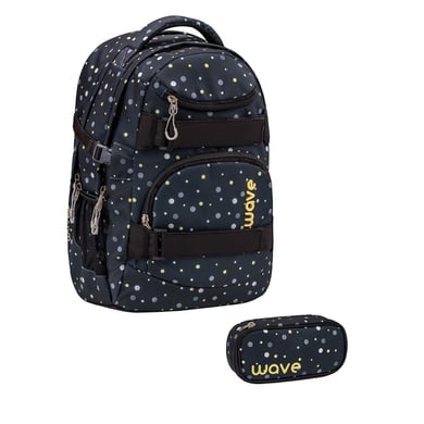 WAVE Rucksack Infinity Set 2 teilig Black and Yellow Dots  - Onlineshop Babymarkt