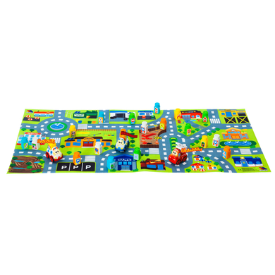 Image of MOLTO Gioco di costruzioni con 3 veicoli e tappetino