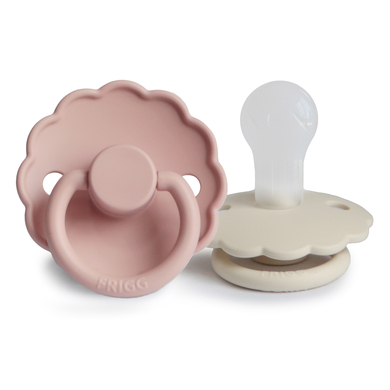 FRIGG Sucettes Daisy silicone, Blush / Cream 0-6 mois, 2 pièces