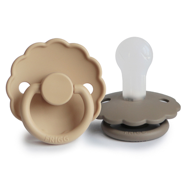 FRIGG Ciuccio in silicone Daisy, Croissant/Portobello 0-6 mesi