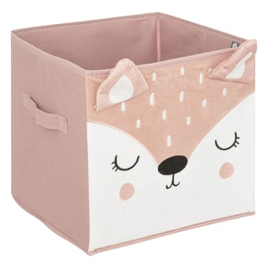 atmosphera Bac de rangement enfant biche carton rose 30x30 cm