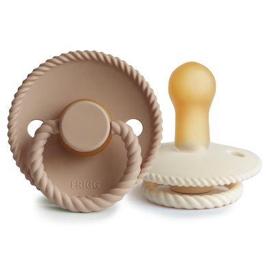 FRIGG Sucette Rope 6-18 mois latex Cream/Croissant lot de 2