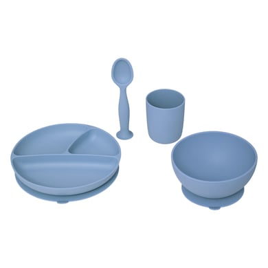 atmosphera Set de vaisselle en silicone 4 pcs. gris-bleu