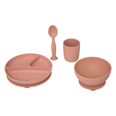 atmosphera Kit vaisselle enfant silicone rose terracotta 4 pièces