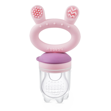 haakaa® Grignoteuse enfant pour fruits, housse de congélation rose