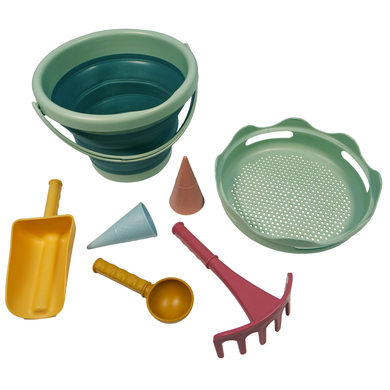 SCHILDKRÖT® Ensemble jouets de sable seau pelle 7en1 vert