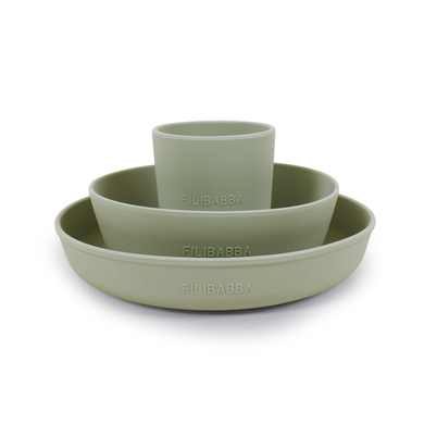 Filibabba Set de vaisselle en silicone - Vert