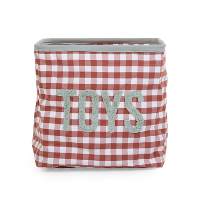 CHILDHOME Panier de rangement jouets Vichy terracotta 30x30x50 cm