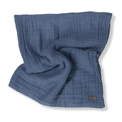 Image of VINTER& BLOOM Coperta di coccole a strati in mussola blu tempesta059