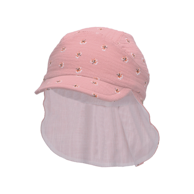 Sterntaler Casquette avec protection de cou fleurs rose tendre