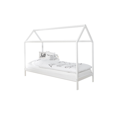 TICAA Kinderbett Hausbett Lina 90×200 cm Kiefer weiß weiß