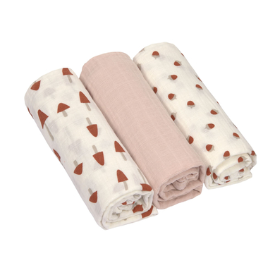 LÄSSIG Langes enfant L Little Forest powder pink 85x85 cm lot de 3