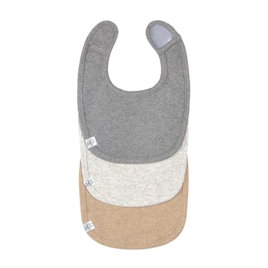 Lässig Bavaglino neonato, 3 pz, grigio scuro/grigio chiaro/beige