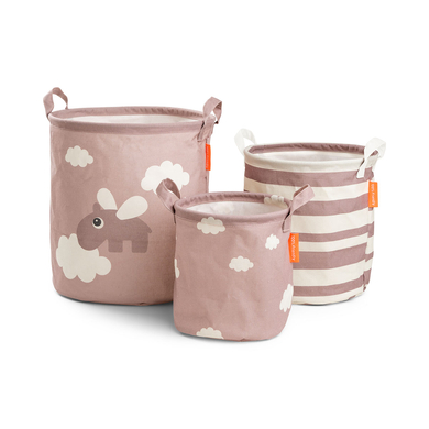 Done by Deer™ Panier de rangement enfant Happy clouds rose lot de 3