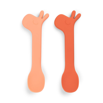 Done by Deer™ Cuillères enfant silicone Lalee papaye lot de 2