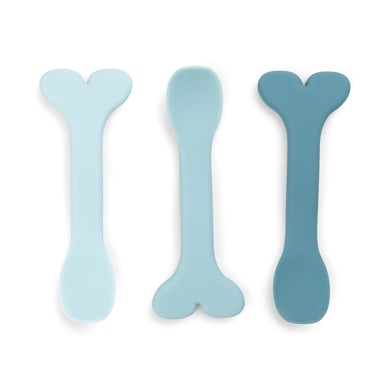 Done by Deer™ Cuillère enfant Wally silicone bleu, lot de 3