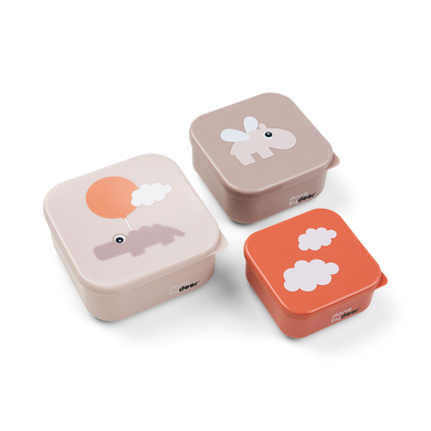 Levně Done by Deer ™ Svačinový box 3-pack Happy clouds Pink