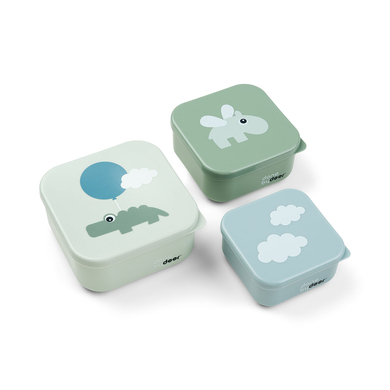 Levně Done by Deer ™ Svačinový box 3-pack Happy clouds Green
