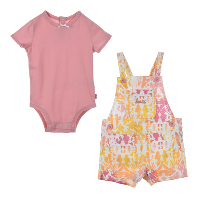 Image of Levi's® Set salopette e body rosa/giallo059