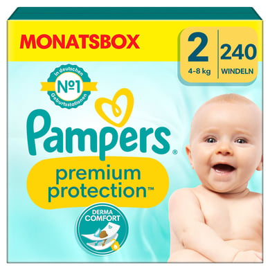 Image of Pampers Premium Protection , New Baby maat 2 Mini, 4-8kg, maandelijkse doos (1x 240 luiers)