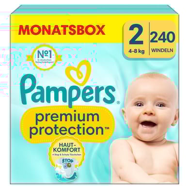 Pampers Premium Protection , New Baby taglia 2 Mini, 4-8kg, confezione mensile (1x 240 pannolini)